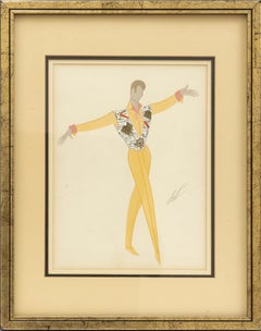Erte (Romain de Tirtoff 1892-1990)Untitled Gouache, Signed Art Deco Illustration