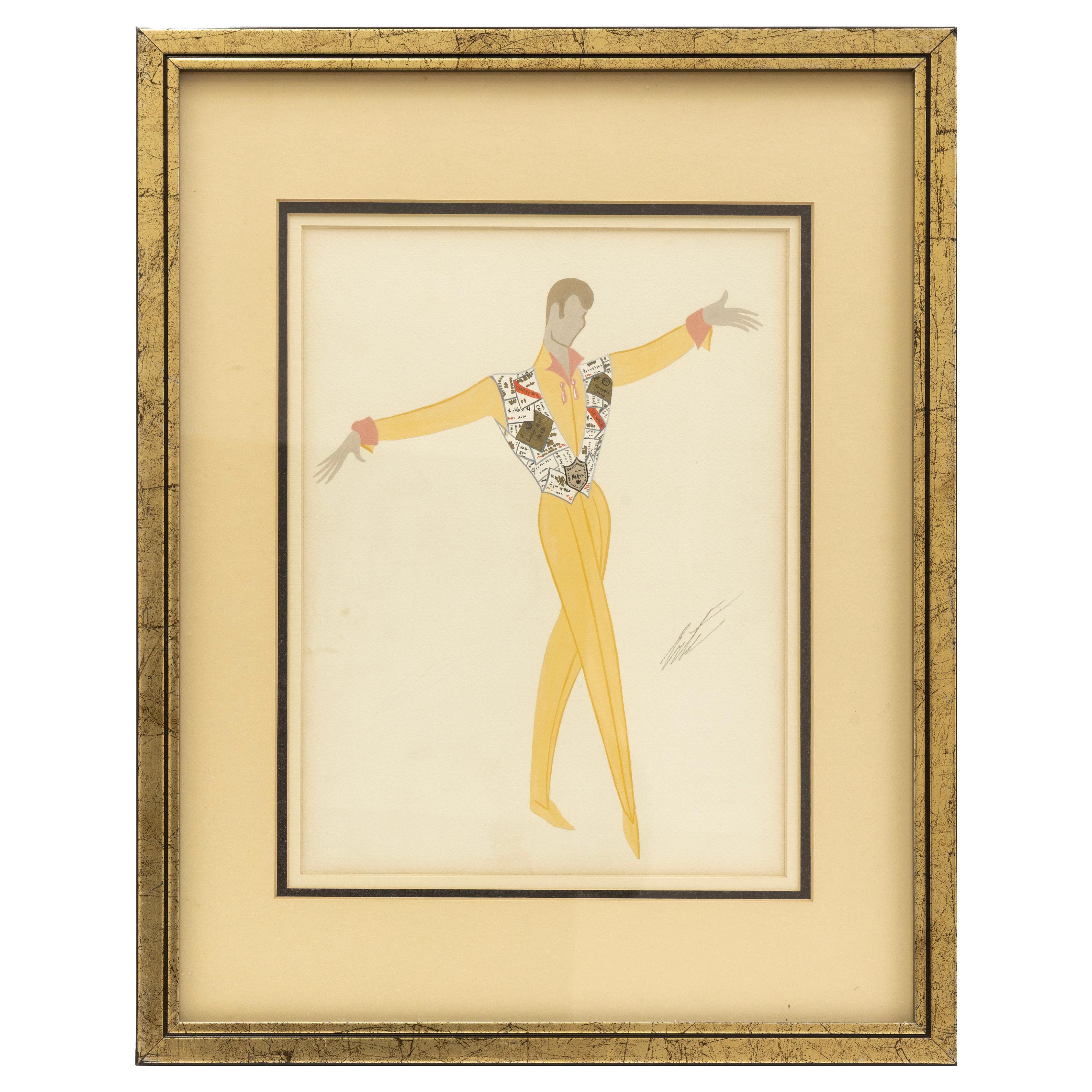 Erte (Romain de Tirtoff 1892-1990)Untitled Gouache, Signed Art Deco Illustration im Angebot