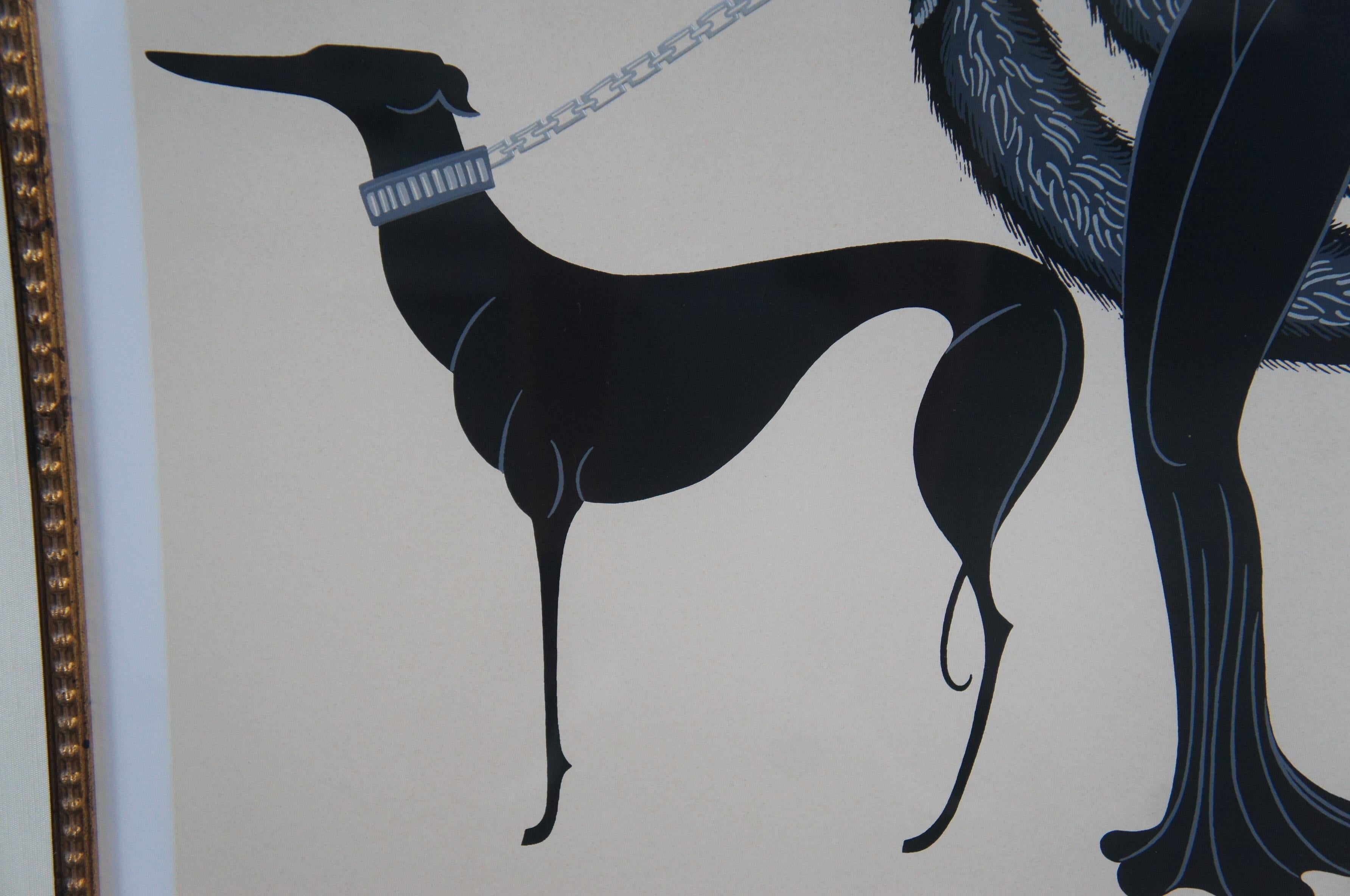Erte Romain De Tirtoff Art Deco Symphony in Black Woman & Dog Serigraph 4
