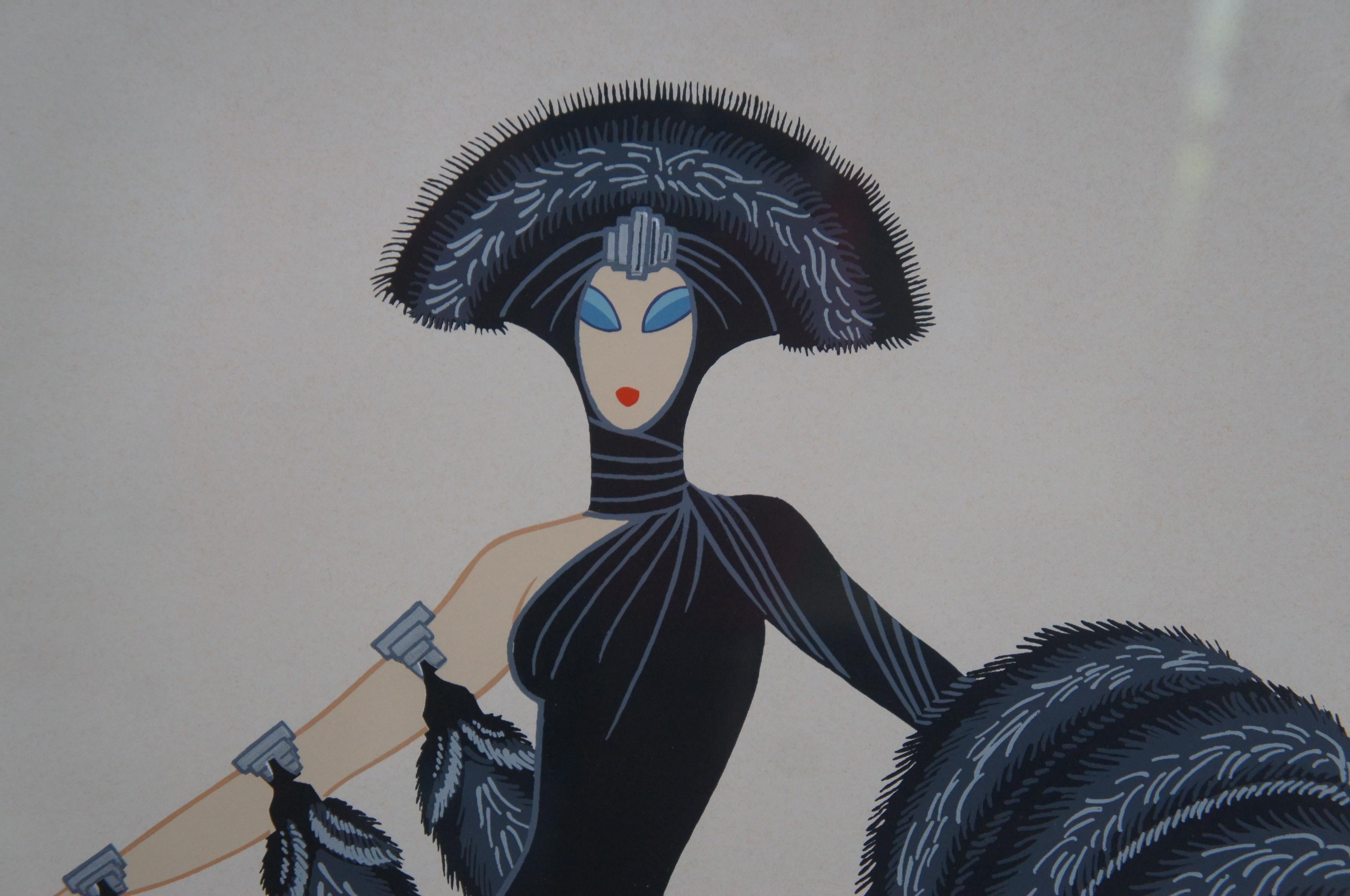 Erte Romain De Tirtoff Art Deco Symphony in Black Woman & Dog Serigraph 3
