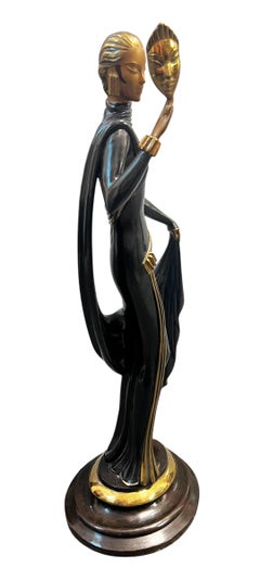 Erte - Romain de Tirtoff, Sculpture en bronze "La Masque", 1986