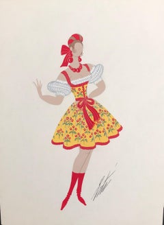 Erté, "Costume pour le Raspoutine, " unique gouache, hand signed 