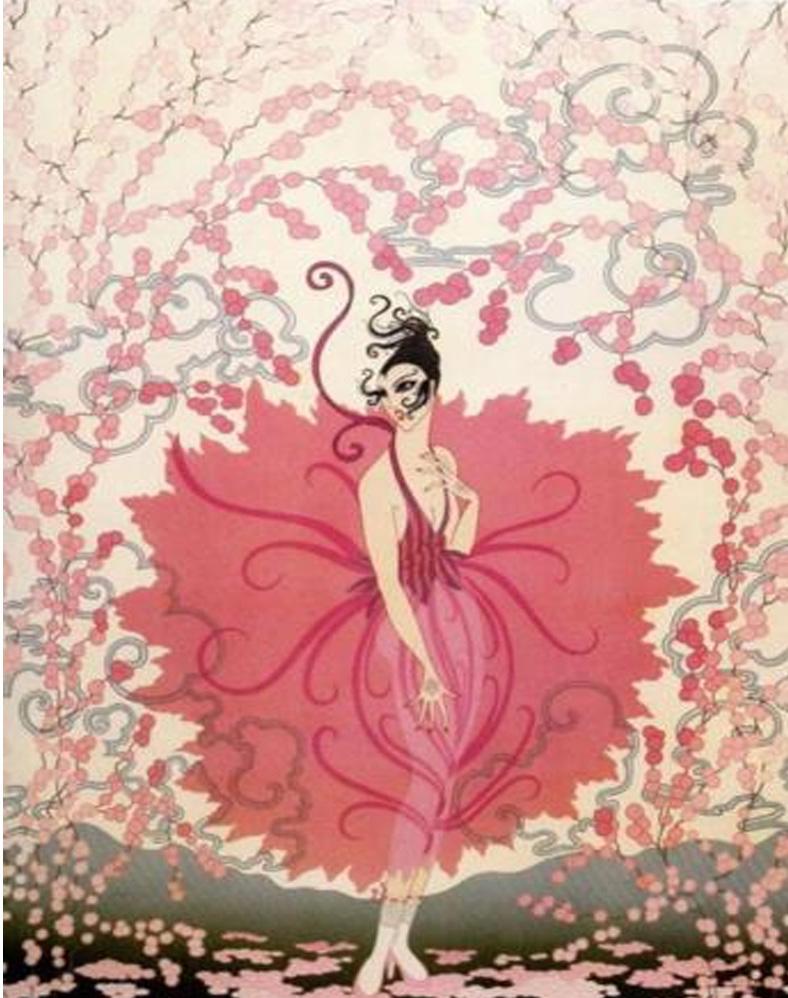 Erte PINK LADY Limited Edition Lithograph Hand Signed and Numbered - Print by Erté