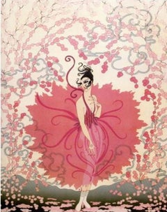 Erte PINK LADY Limited Edition Lithograph Hand Signed and Numbered