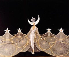 Erte Queen of the Night Embossed Serigraph with Foil Hand Signed and Numbered