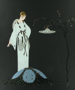 ERTE SERIGRAPH MOON GARDEN PENCIL SIGNED AND NUMBERED