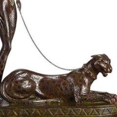 BRONZE SCULPTURE BY ERTE LA FEMME A LA PANTHERE 1981 SIGNED+NUMBER RETAIL 25000