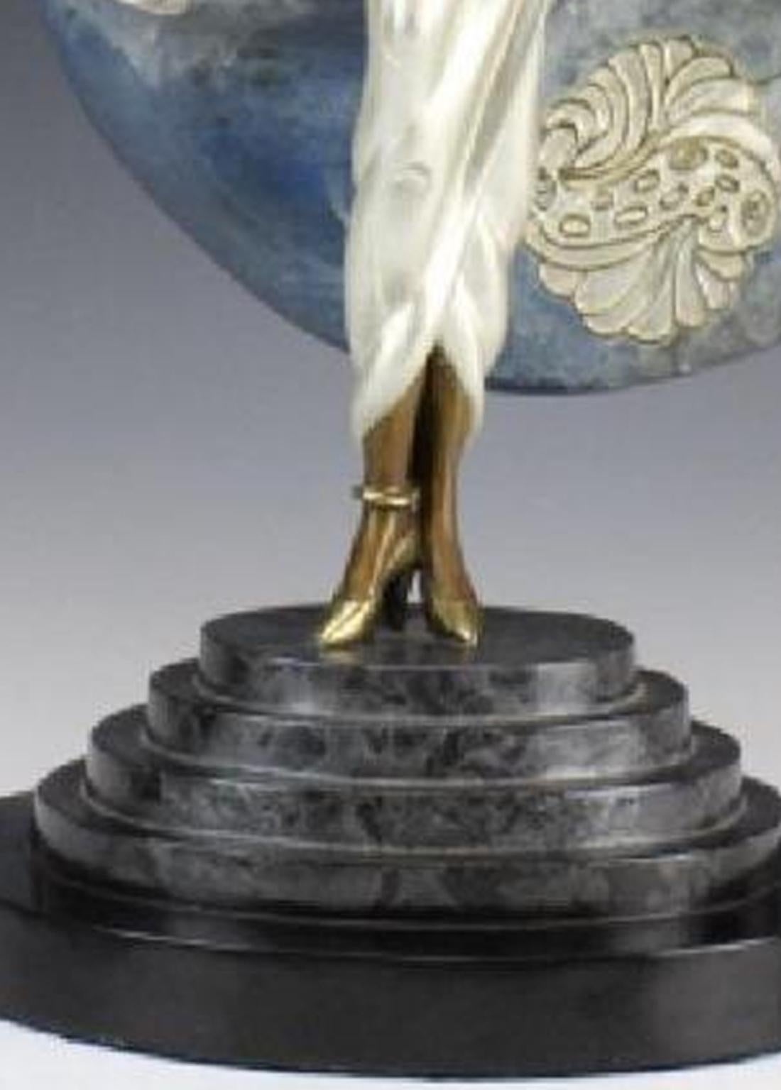 ERTE Sculpture Dream Girl signed and Numbered Bronze  - Gold Figurative Sculpture by Erté
