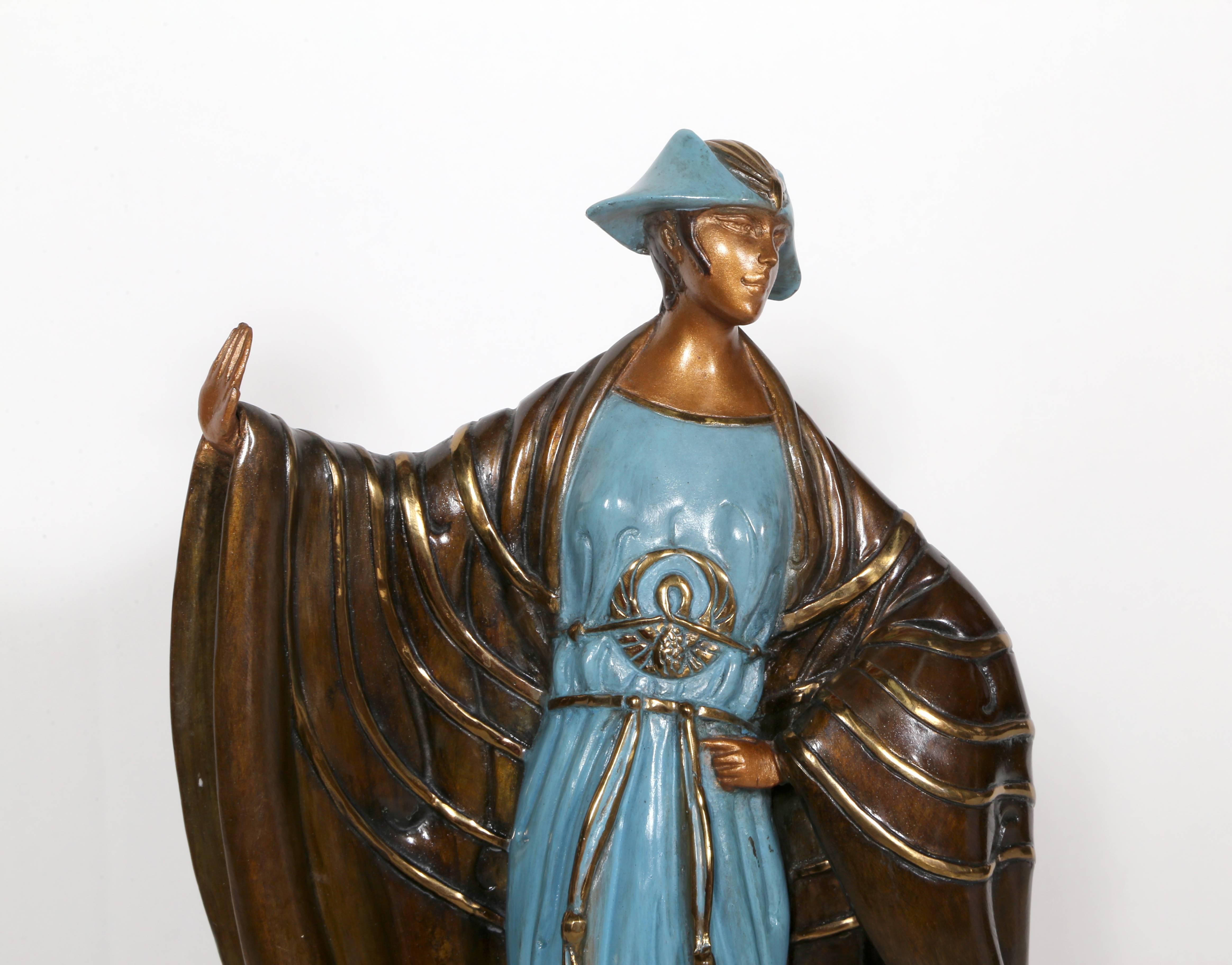 Artist: Erte, Russian (1892 - 1989)
Title: Rue de la Paix
Year: 1987
Medium: Bronze Sculpture, signature and numbering on base
Edition: 242/500
Size: 14.25 x 7 x 3 in. (36.195 x 17.78 x 7.62 cm)

Published by Sevenarts, Ltd, London