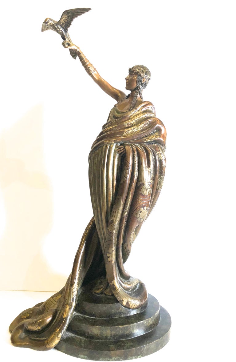 Erte (Romain de Tirtoff) Victoire, bronze polychrome sculpture