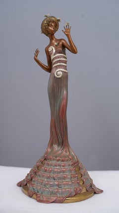 Vintage Art Deco Signed Original Bronze Woman Portrait Limited Edition Sculpture