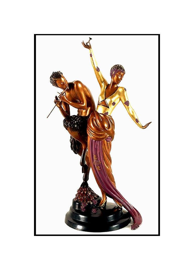 Erté Figurative Sculpture - $20, 000 ERTE Signed BRONZE Sculpture WOMAN and SATYR Original Romain de Tirtoff
