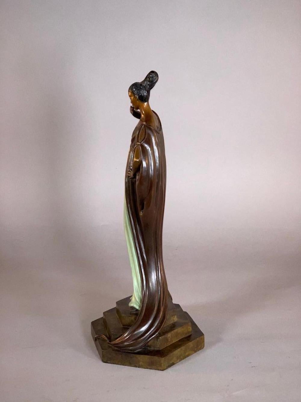 Artist: Erte, Romain de Tirtoff (1892-1990)
Title: An Evening in 1922
Year: 1982
Medium: Bronze
Edition: 61/250 Numbered, 12 AP, 9 HC
Size: 17 inches
Condition: Excellent
Inscription: Incised with the artist's signature & edition number.

ERTE