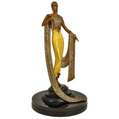 Vintage Art Deco "Je l'aime" Bronze Female Figure Statue Sculpture Limited Edition Erté
