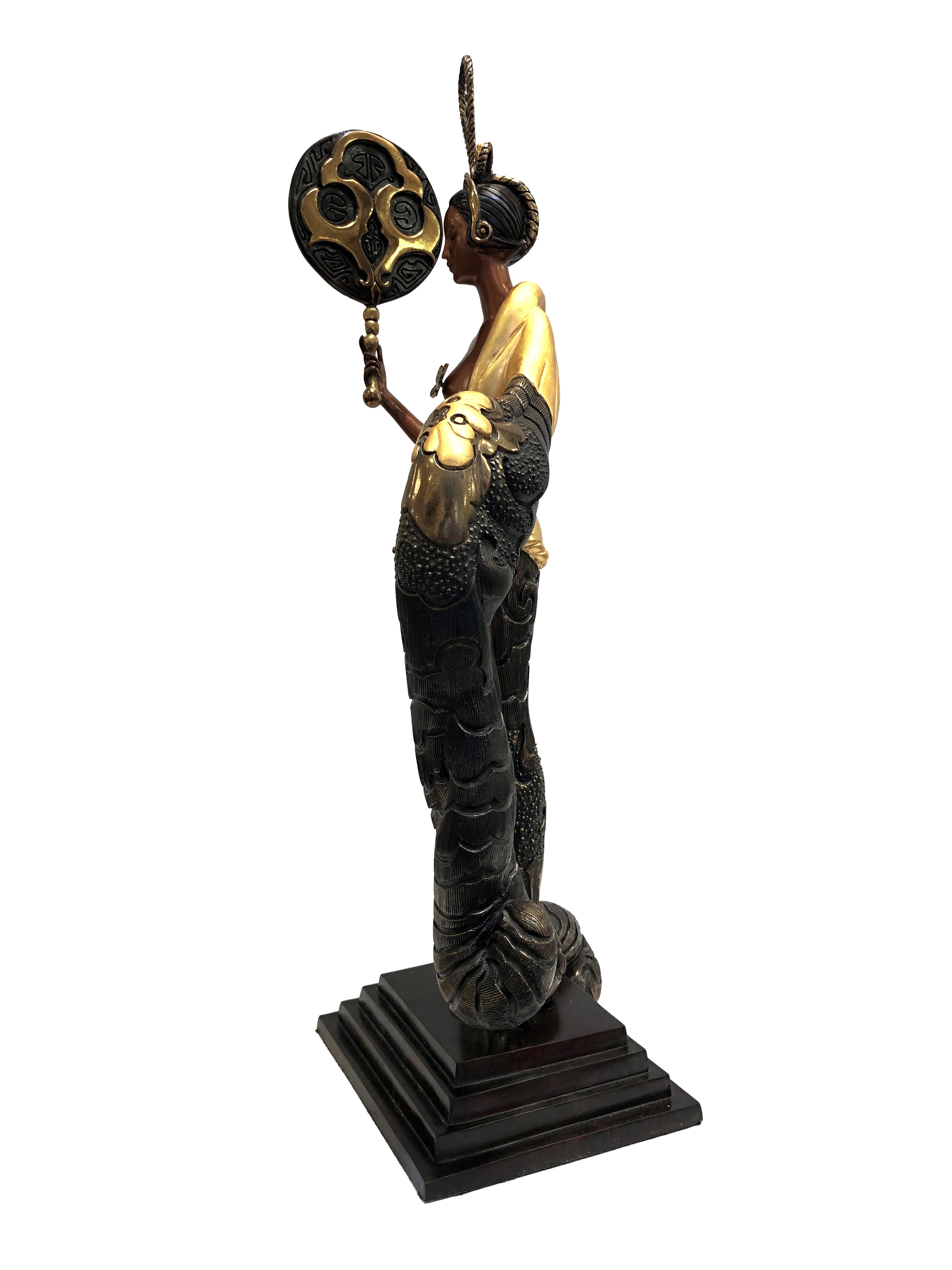 Bambou (sculpture en bronze) - Art déco Sculpture par Erté