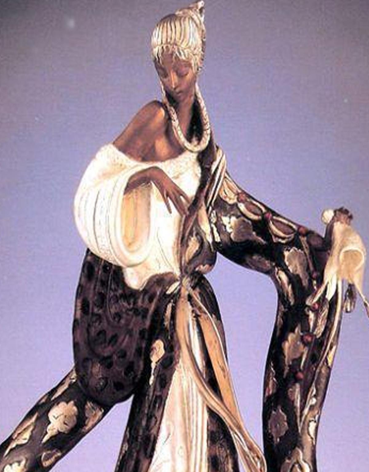 Bronze Erte Sculpture Rigoletto Signed and Numbered  - Gold Still-Life Sculpture by Erté