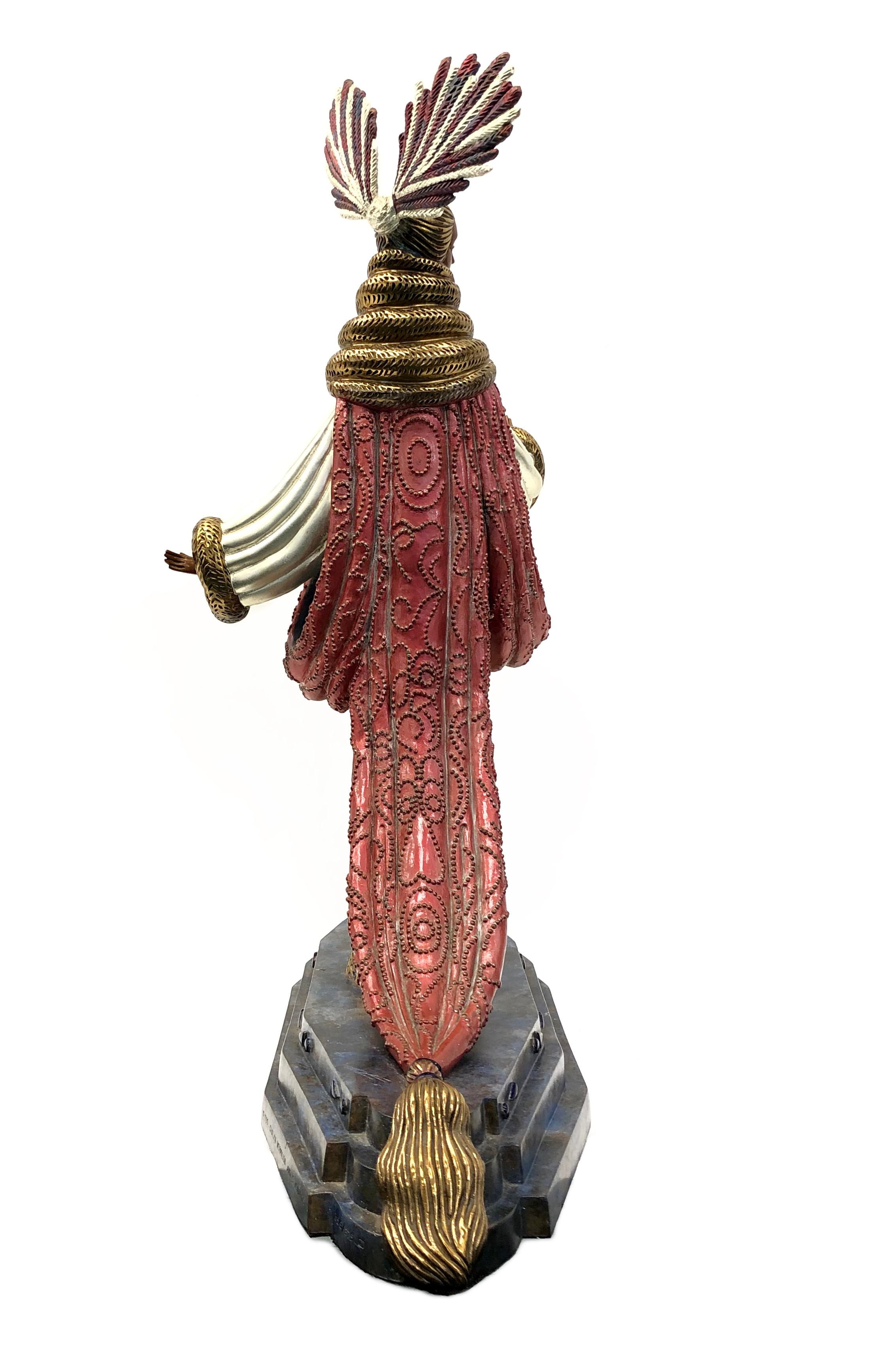 Brocart Ermine (sculpture en bronze) - Or Figurative Sculpture par Erté