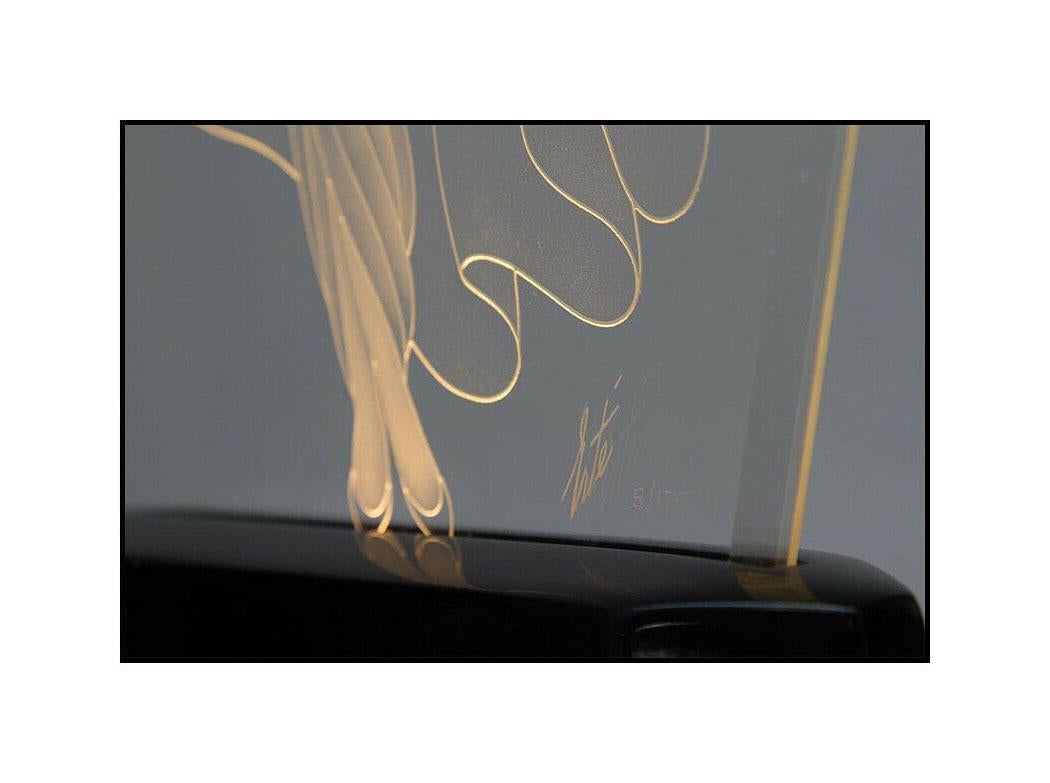 Erte Hand Etched & Signed Glass Luminaire Sculpture 
