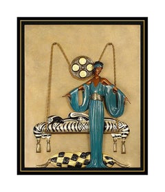 ERTE Pillow Swing Bronze Wall Relief Sculpture Signed Art Deco Fashion Tirtoff