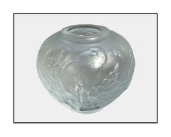 Erte RARE Original Crystal Relief Bowl Flower Among Flowers Signed Art Deco Vase