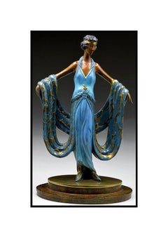 ERTE Signed BRONZE Sculpture Original Romain de Tirtoff ART DECO gouache