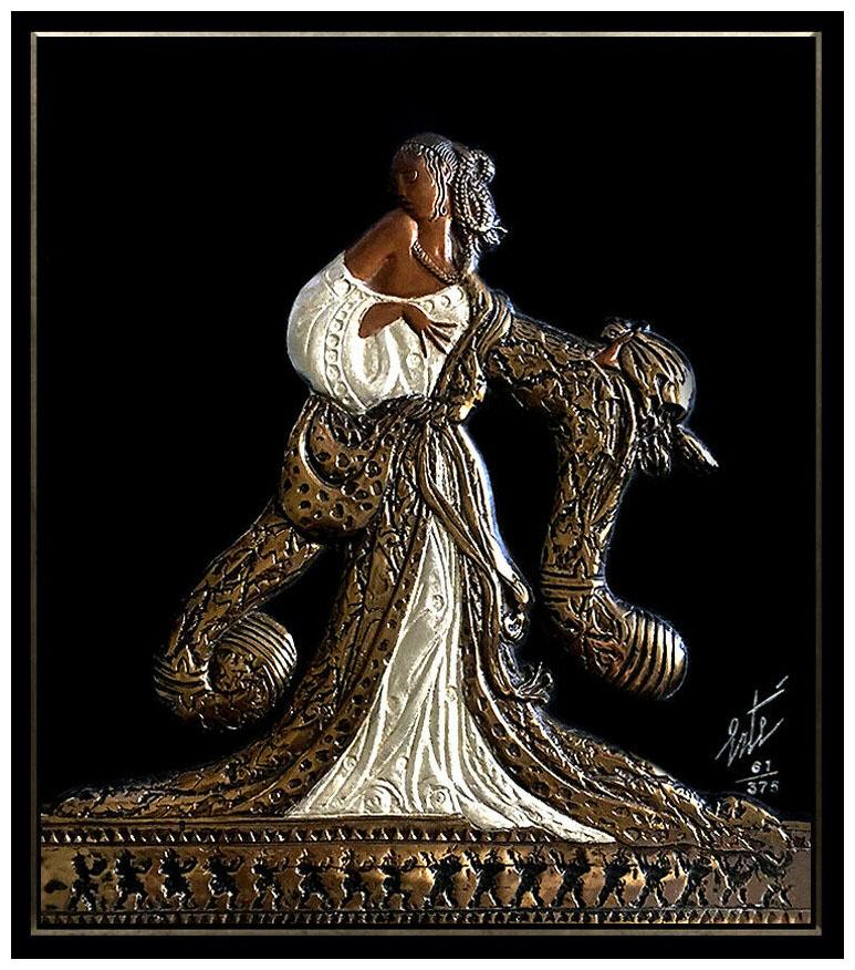 ERTE Signed BRONZE Wall RELIEF SCULPTURE Original Romain de Tirtoff Art Antique - Sculpture by Erté