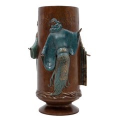 Fantasia, Vaso di bronzo dipinto a freddo, 1985, Edizione firmata di 275, Art Deco