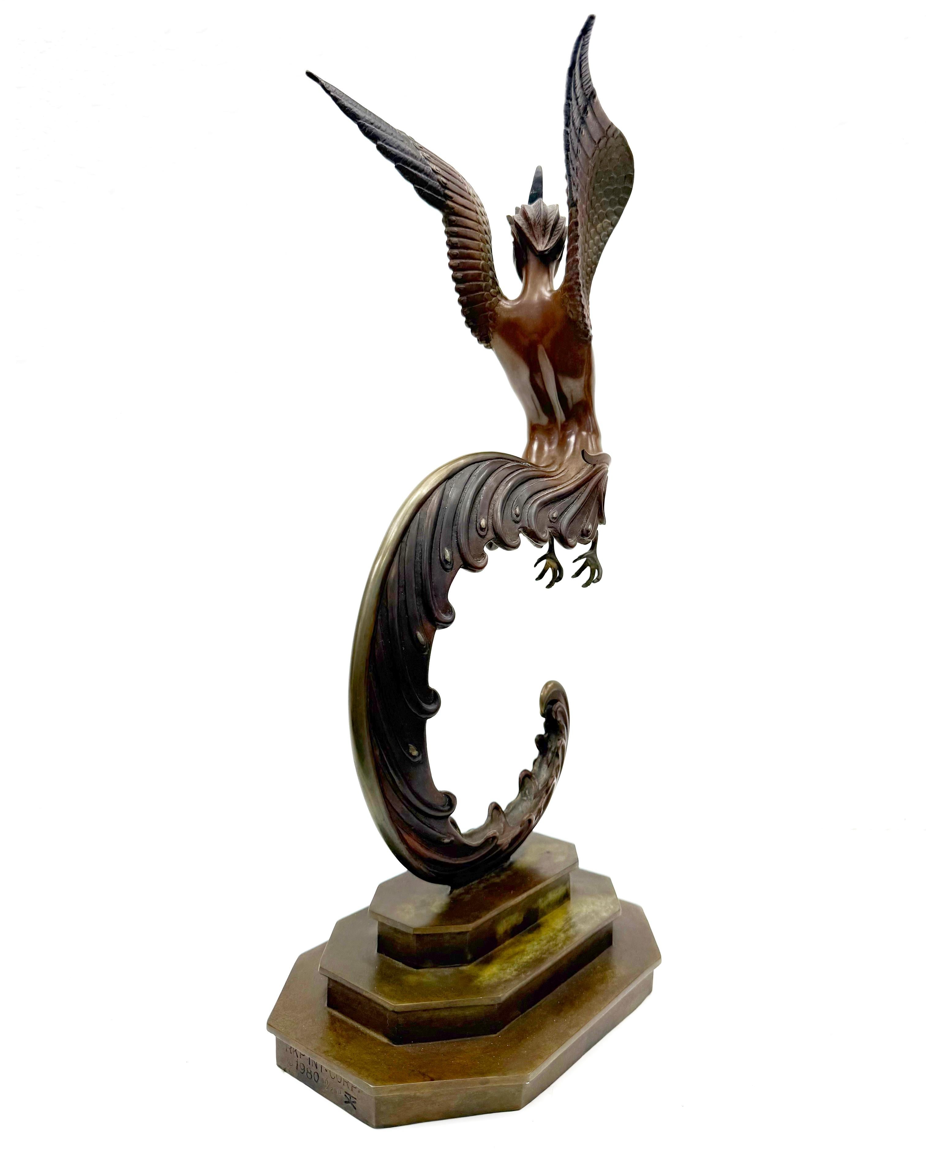 Firebird (sculpture en bronze) - Art déco Sculpture par Erté