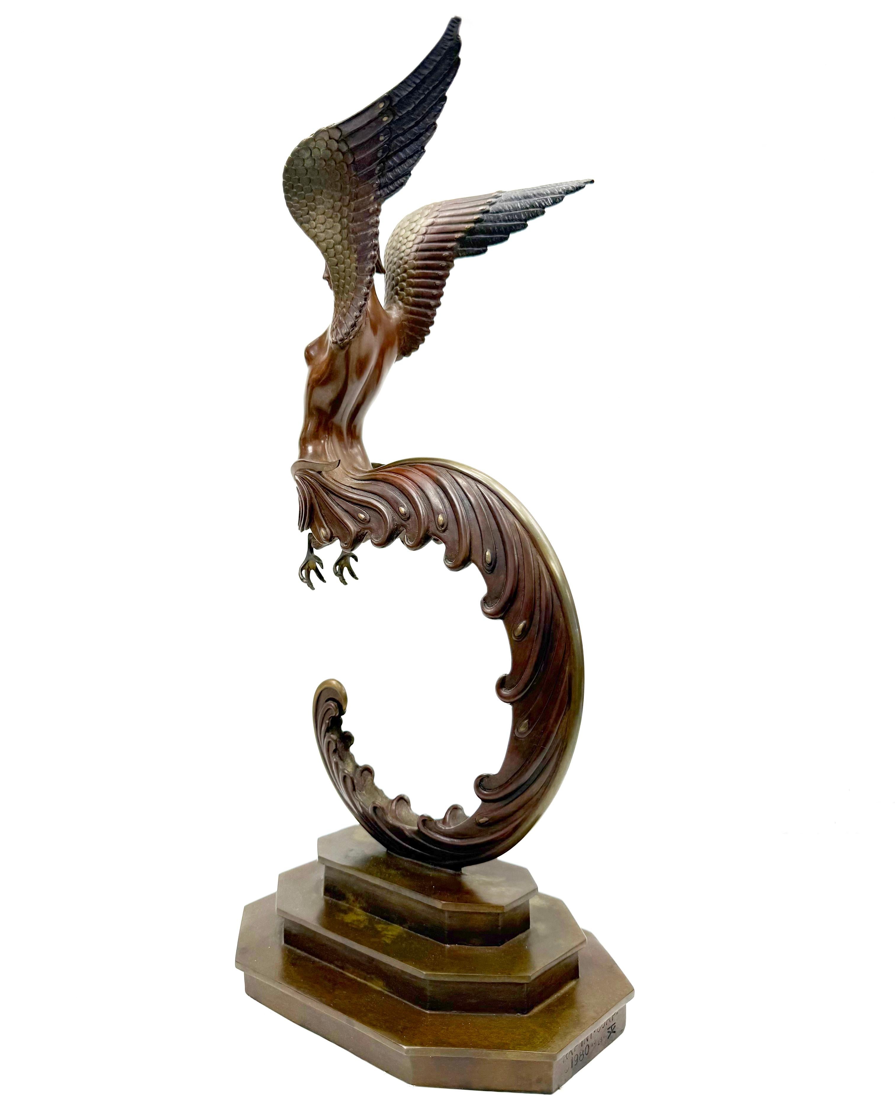 Firebird (sculpture en bronze) - Or Figurative Sculpture par Erté