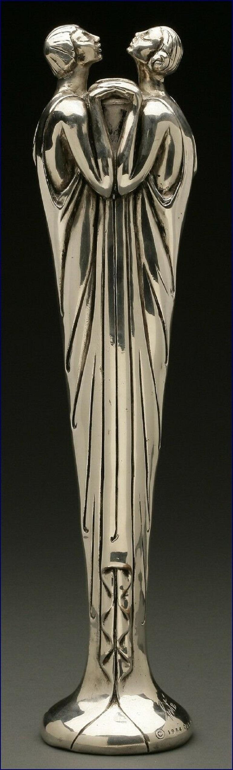 Erté Figurative Sculpture - Flora II (Silvered Bronze), Limited Edition Sculpture, Erte