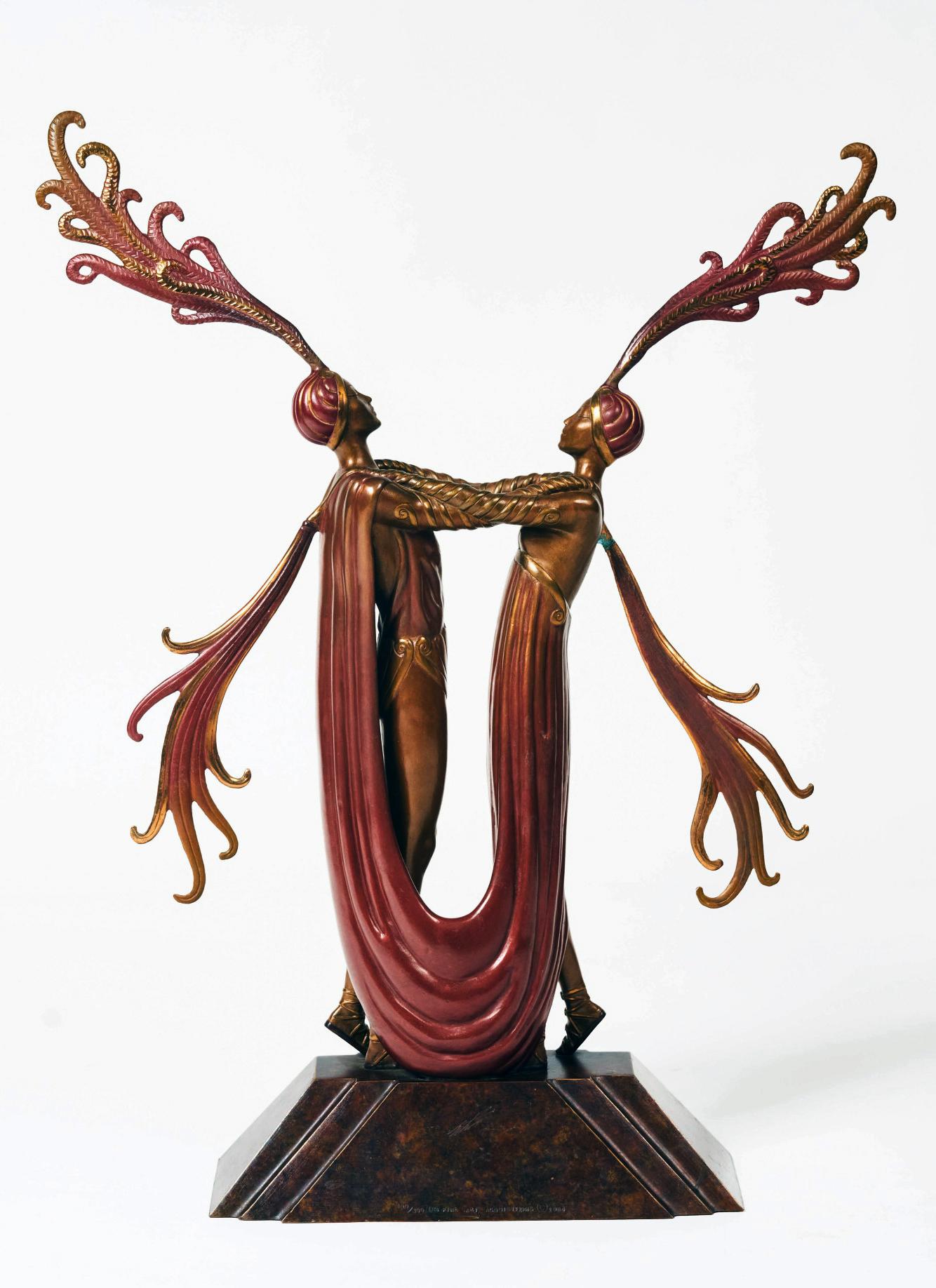 Kiss of Fire (bronze sculpture) - Art Deco Sculpture by Erté