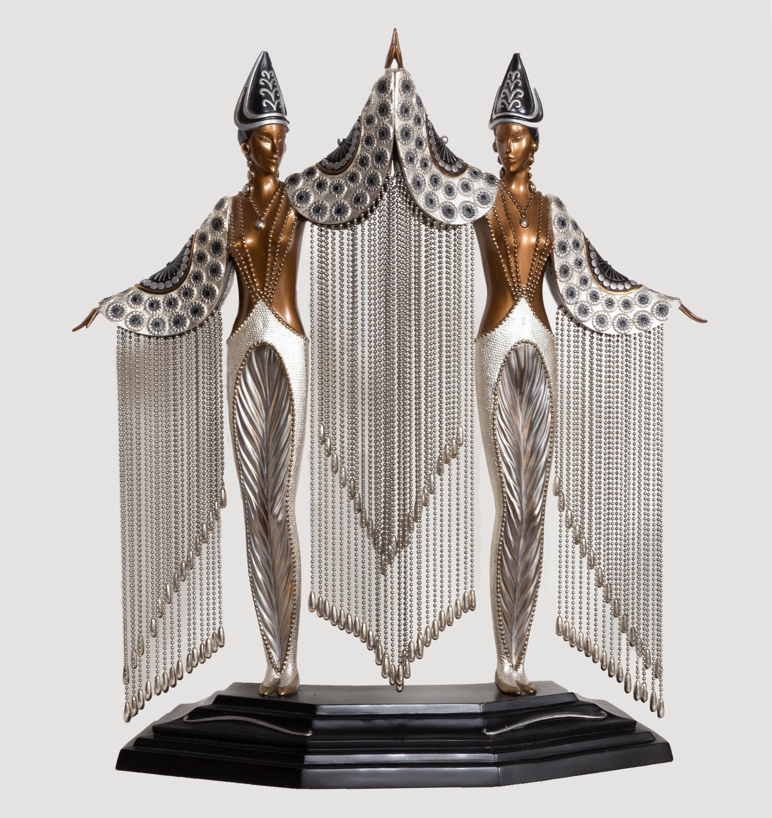 Erté Figurative Sculpture - Les Bijoux de Perles, Bronze Art Deco Sculpture by Erte