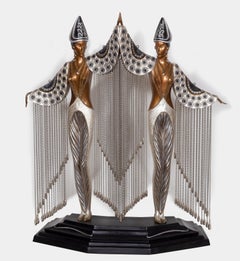 Vintage Les Bijoux de Perles, Bronze Art Deco Sculpture by Erte