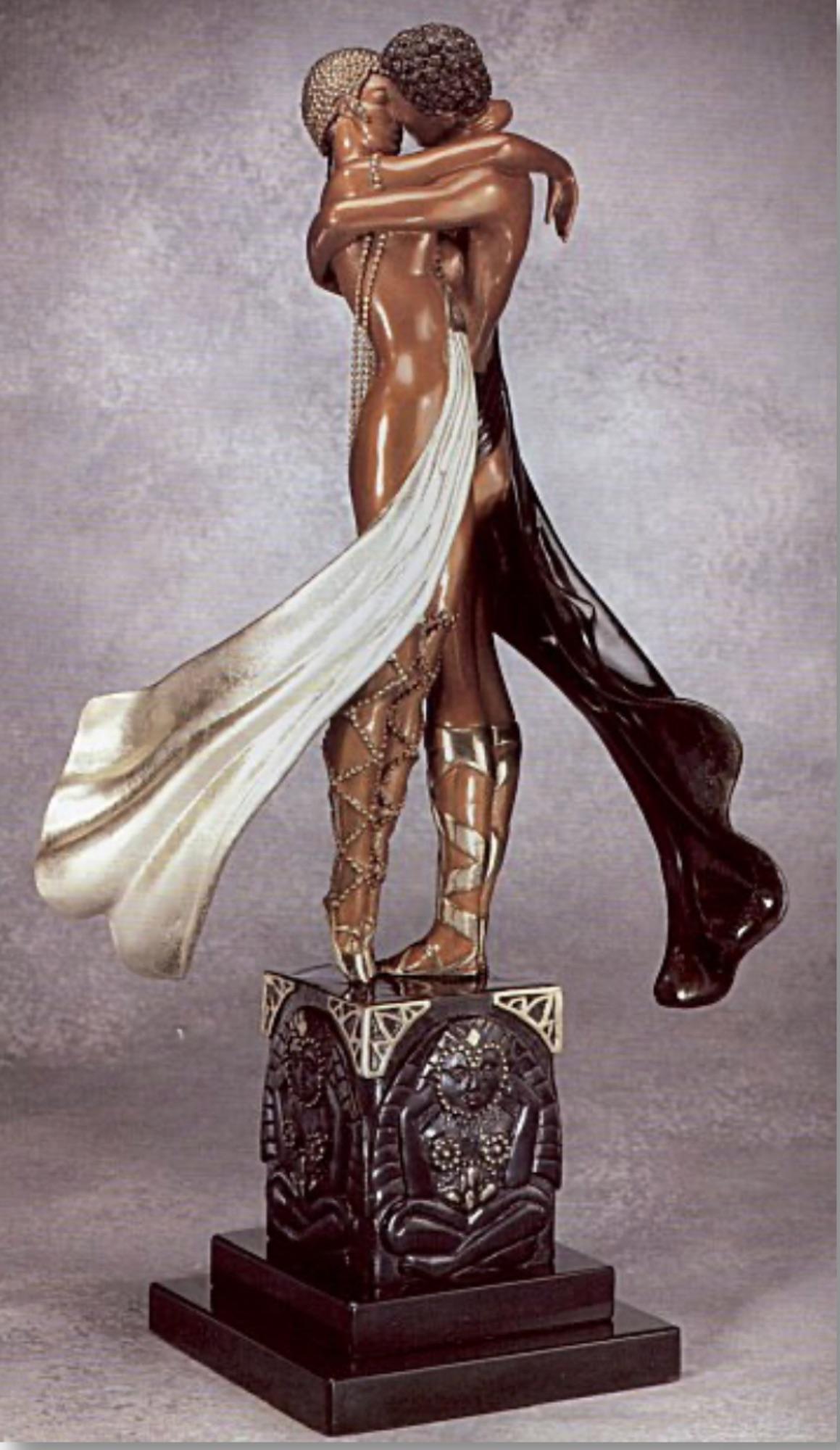 Artist: Erte, Romain de Tirtoff (1892-1990)
Title: Lovers and Idol
Year: 1990
Medium: Bronze
Edition: 375 Numbered, 37 AP
Size: 20 x 10 x 7 inches
Condition: Excellent
Inscription: Incised with the artist's signature & edition number.

ERTE