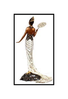 Rare ERTE Signed BRONZE SCULPTURE FEDORA Original ART antique Female Sub. OFFERS