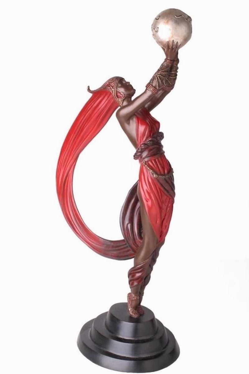 Created as a bronze sculpture in 1985, Erte�’s, The Globe is a masterpiece dramatic and stunning example of the designer’s most captivating imagery.  Signed and numbered, this sculpture measures 23 x 12 x 6 in  (58.4 x 30.5 x 15.3 cm), and is from
