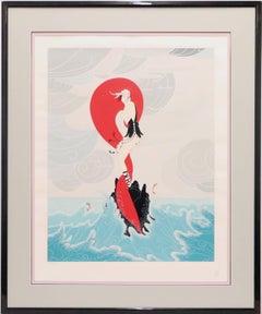 Erte Silkscreen Titled 'Stranded' in Black Frame