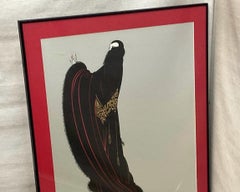 Erte "Soiree" Mirage Editions Serigraph Lithograph on Silver Foil, Framed
