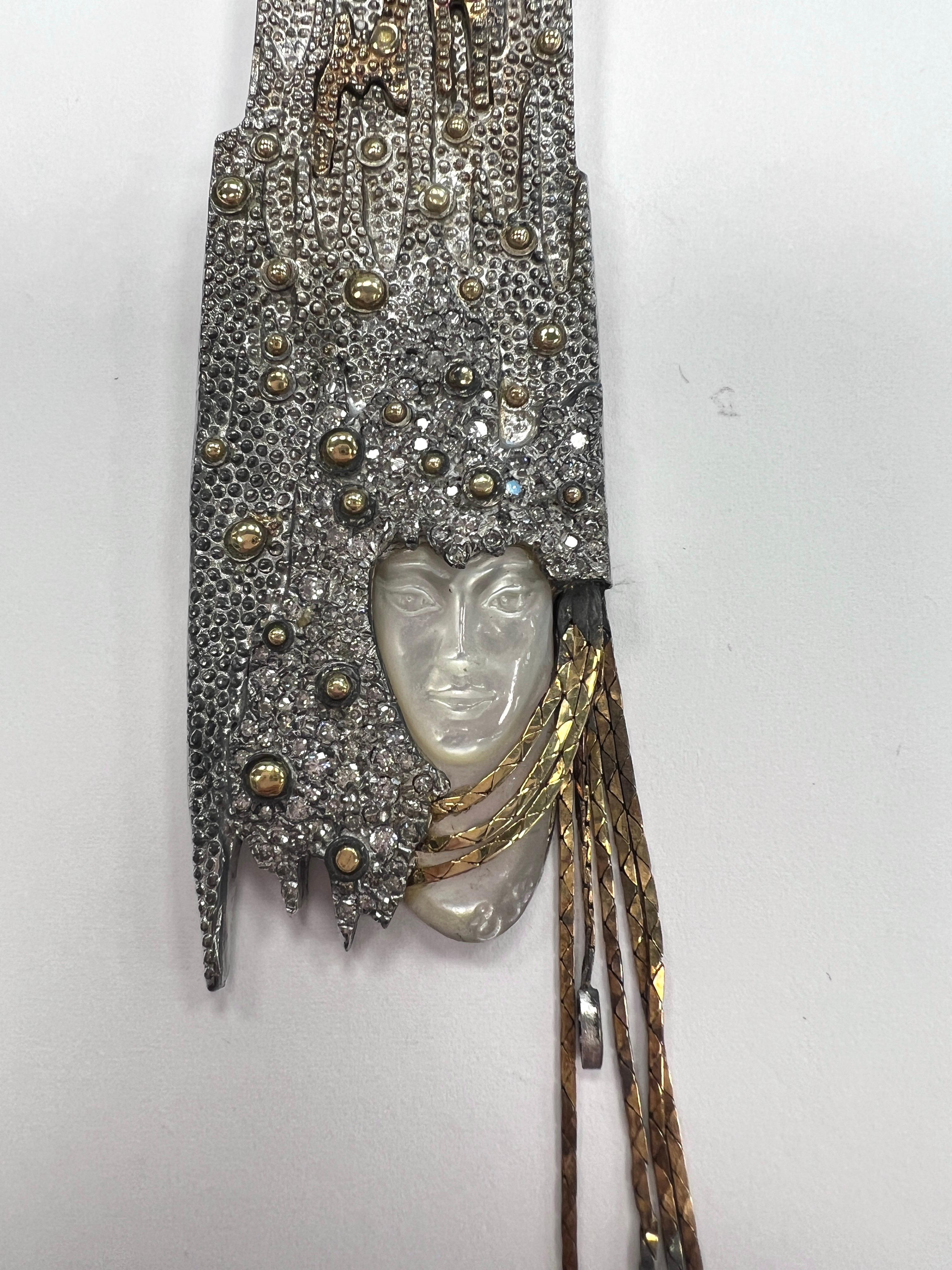 Erte Sterling Silver & 14K Gold, Mother Of Pearl Limited Edition Necklace, L18'' im Angebot 6