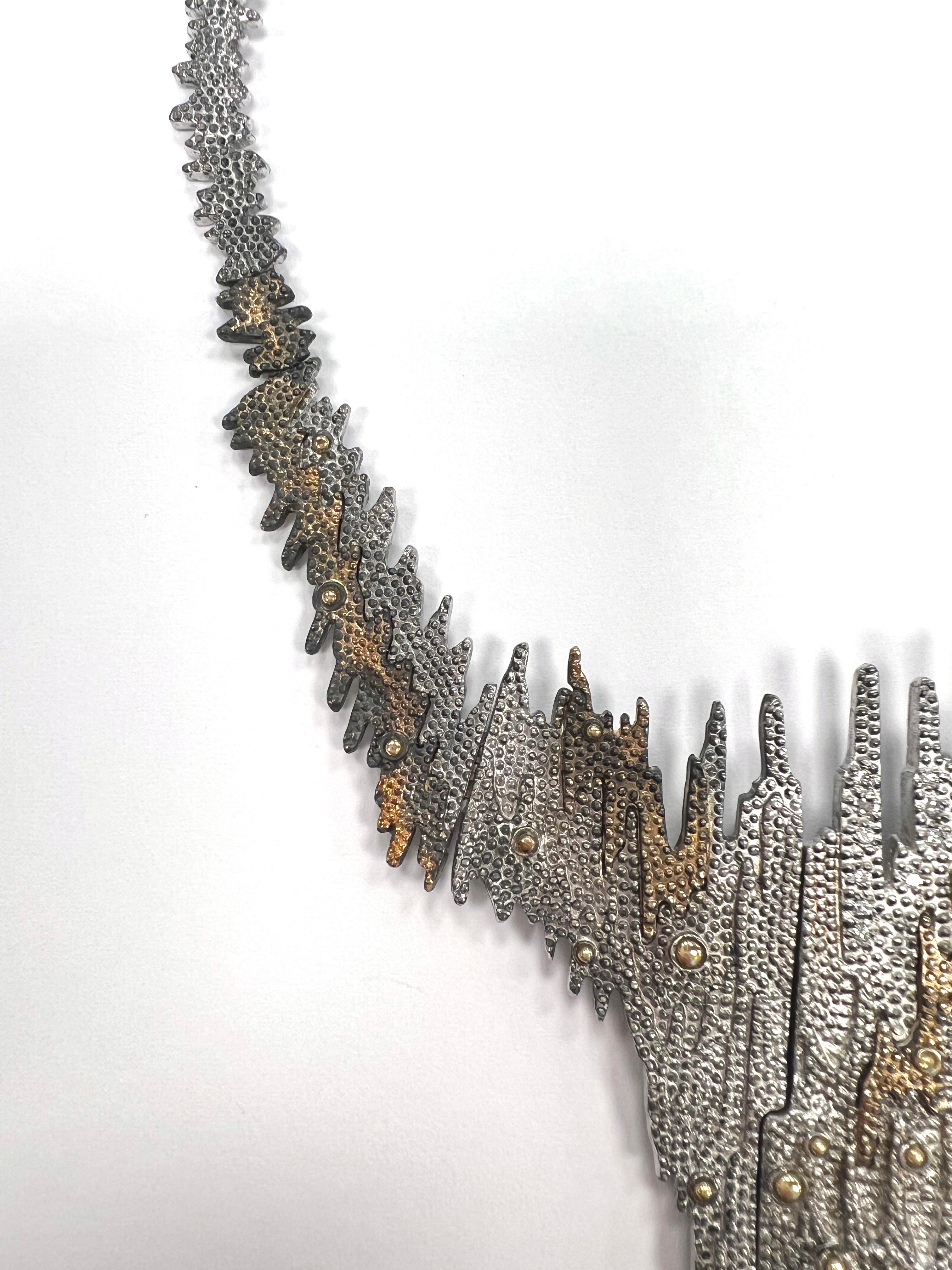 Erte Sterling Silver & 14K Gold, Mother Of Pearl Limited Edition Necklace, L18'' (Gemischter Schliff) im Angebot