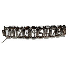 Sterling Silver Figural Numbers Bracelet by and marked Erté 