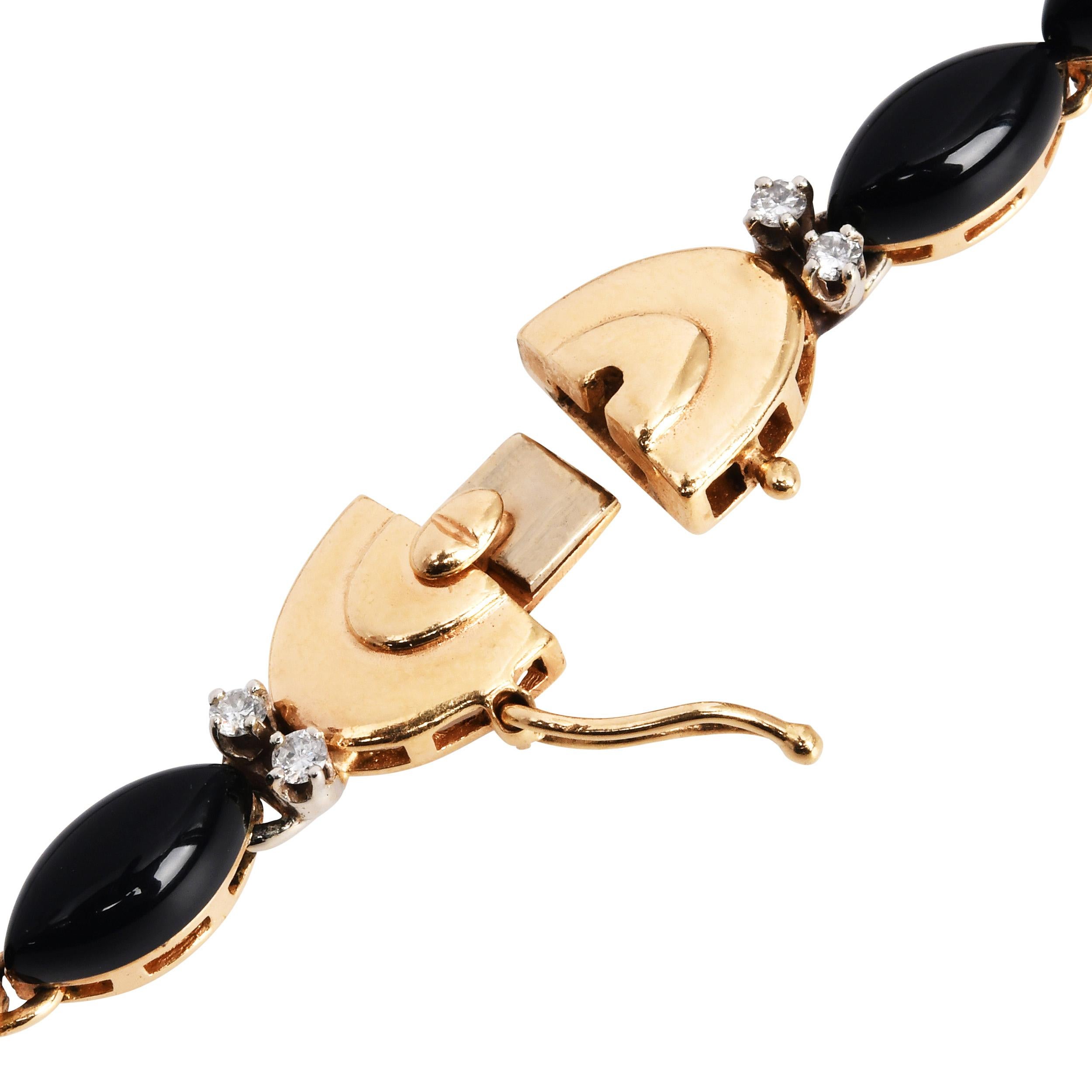 Erte Vintage La Belle by Erté Collana con diamanti in onice in vendita 1