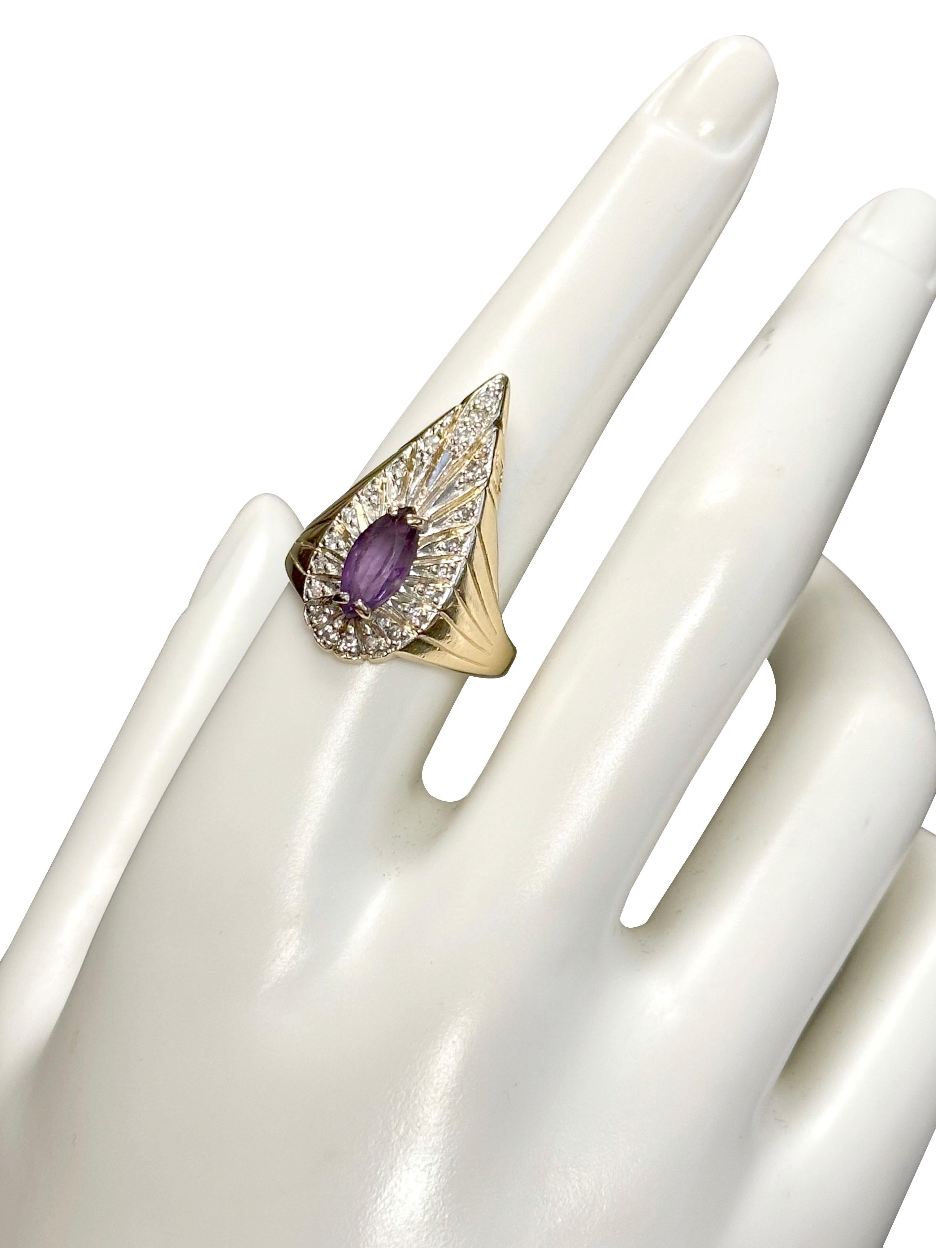 Erte Vintage Gelbgold Diamant und Amethyst 