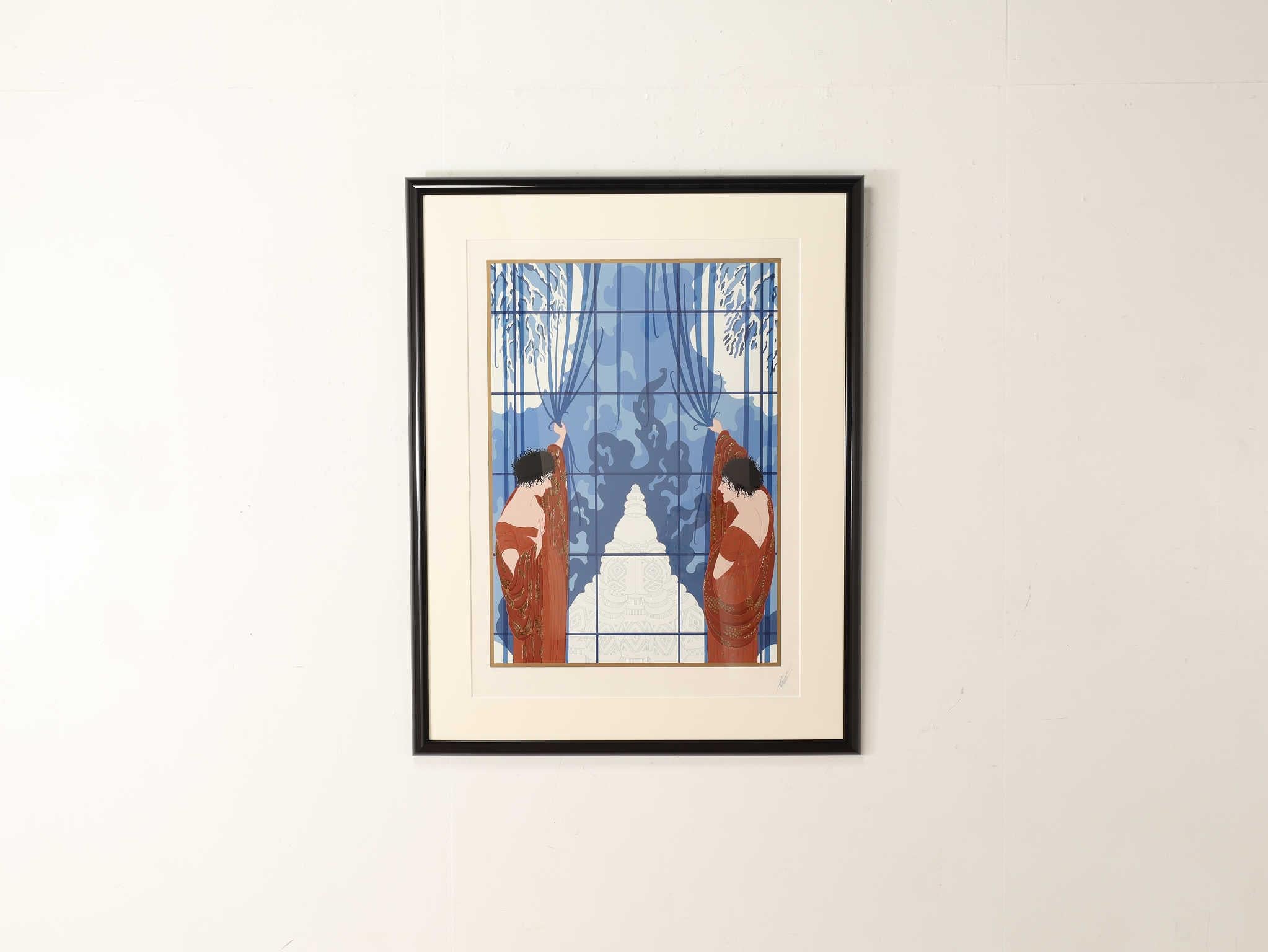 Un matin d'hiver froid. La peinture représente des sœurs jumelles gracieuses vêtues de fourrures. Erté excellait dans la mise en valeur de la beauté féminine, qui est également magnifiquement représentée dans cette œuvre.