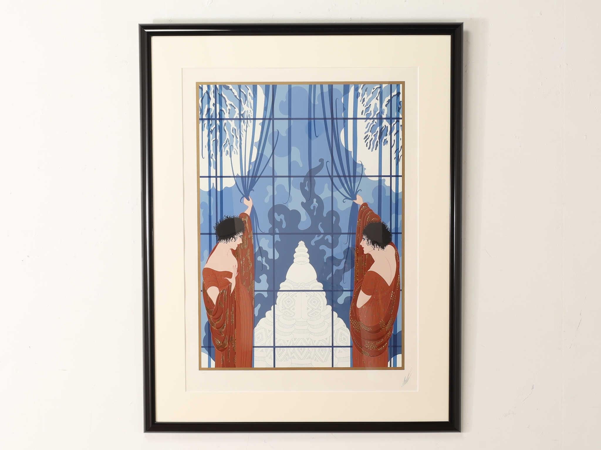 Mid-Century Modern Erte Winters Arrival Sérigraphie 1990's en vente