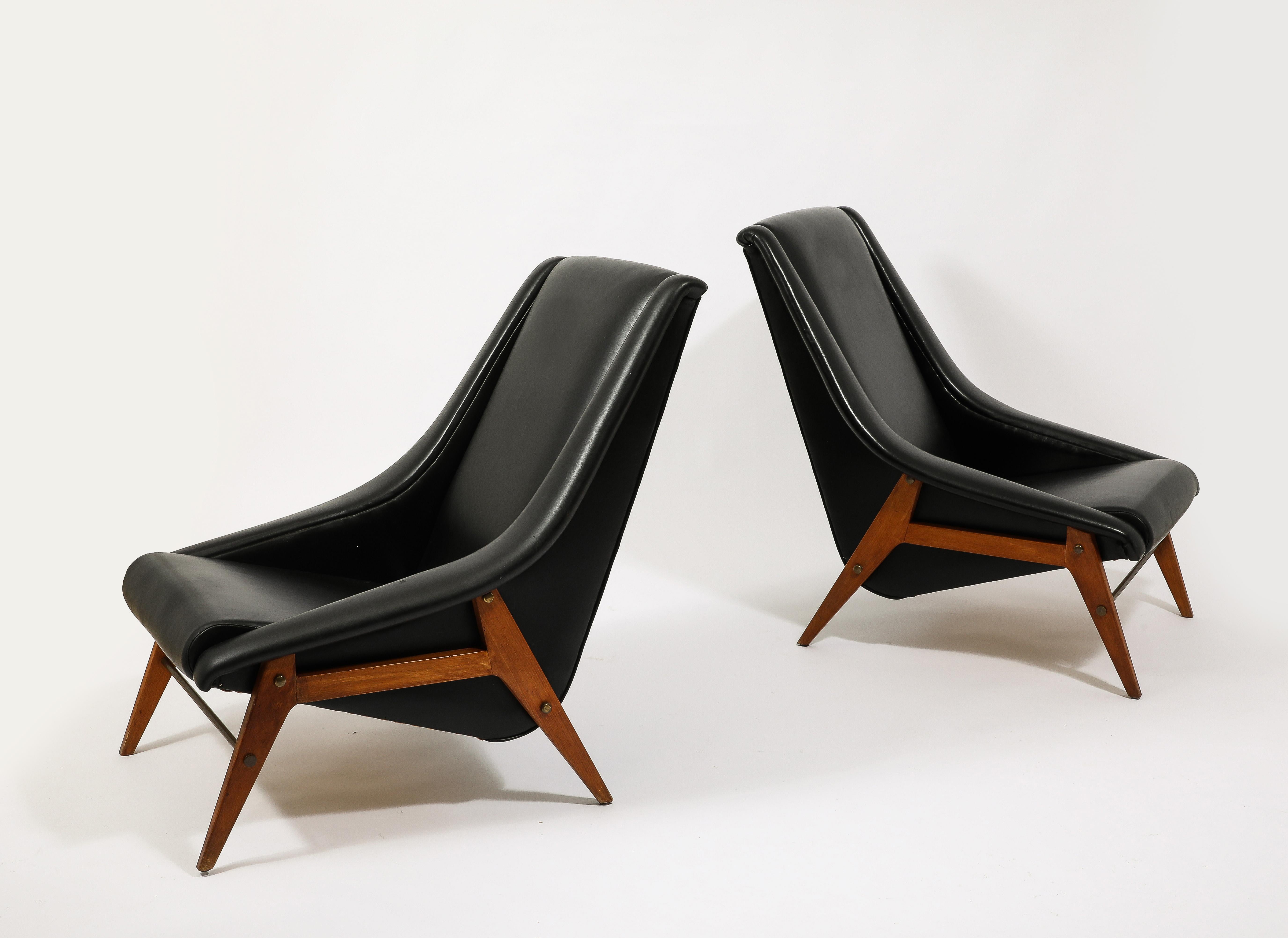 Erton Compass Armchairs in Original Upholstery, France 1960's For Sale 2