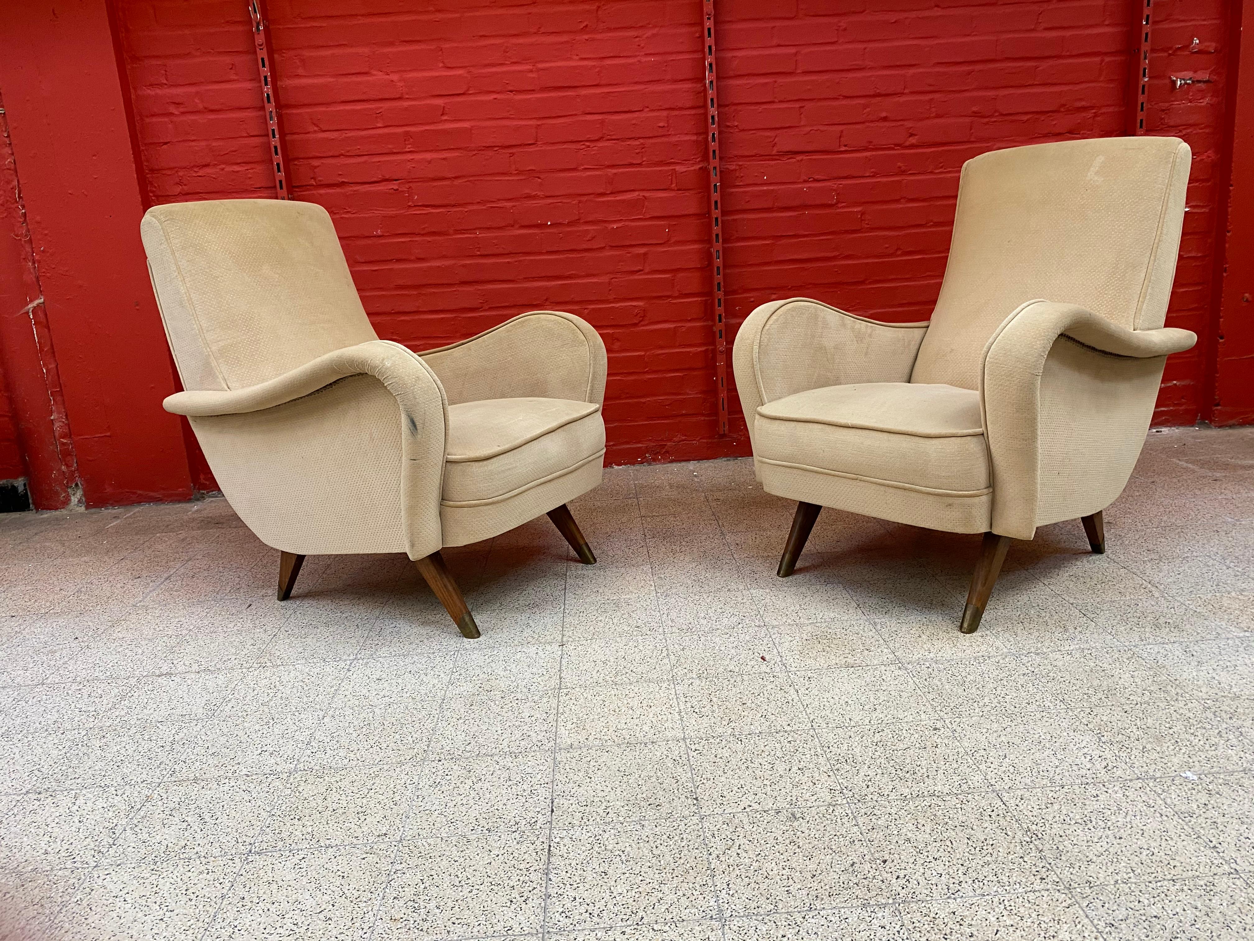 Erton, pair of vintage armchairs, circa 1950.
Fully original.
 