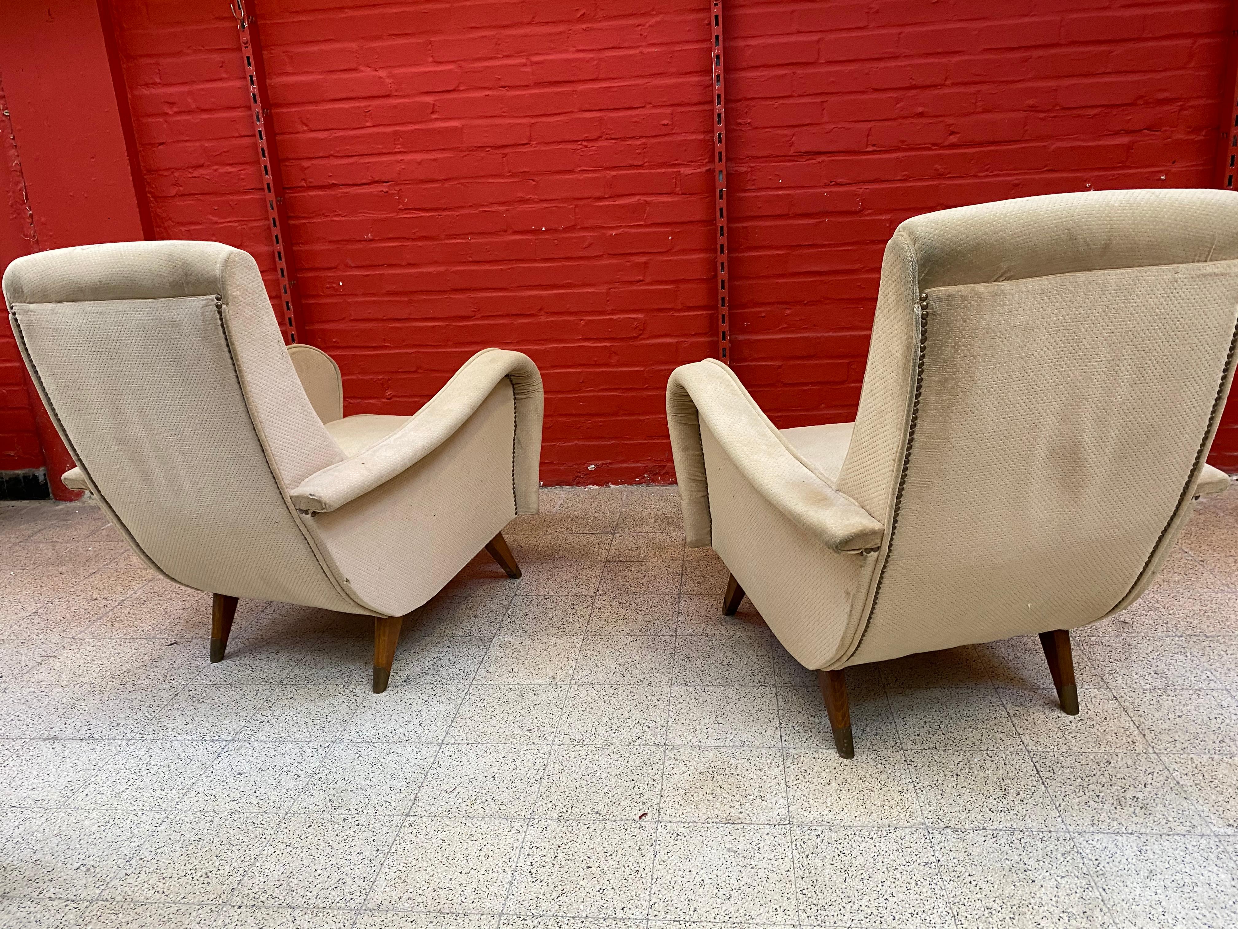 Mid-20th Century Erton, Pair of Vintage Armchairs, circa 1950 For Sale