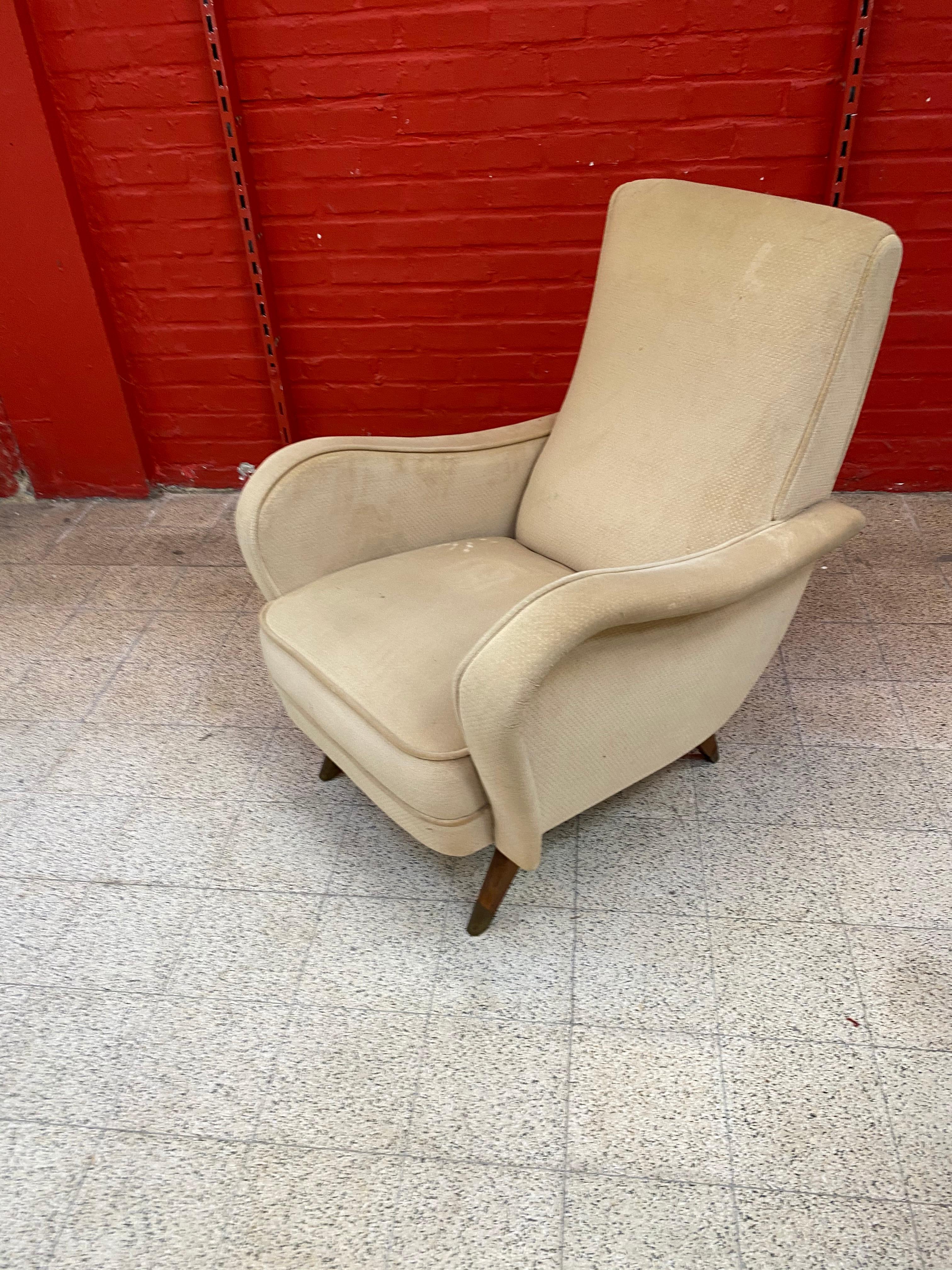 Fabric Erton, Pair of Vintage Armchairs, circa 1950 For Sale