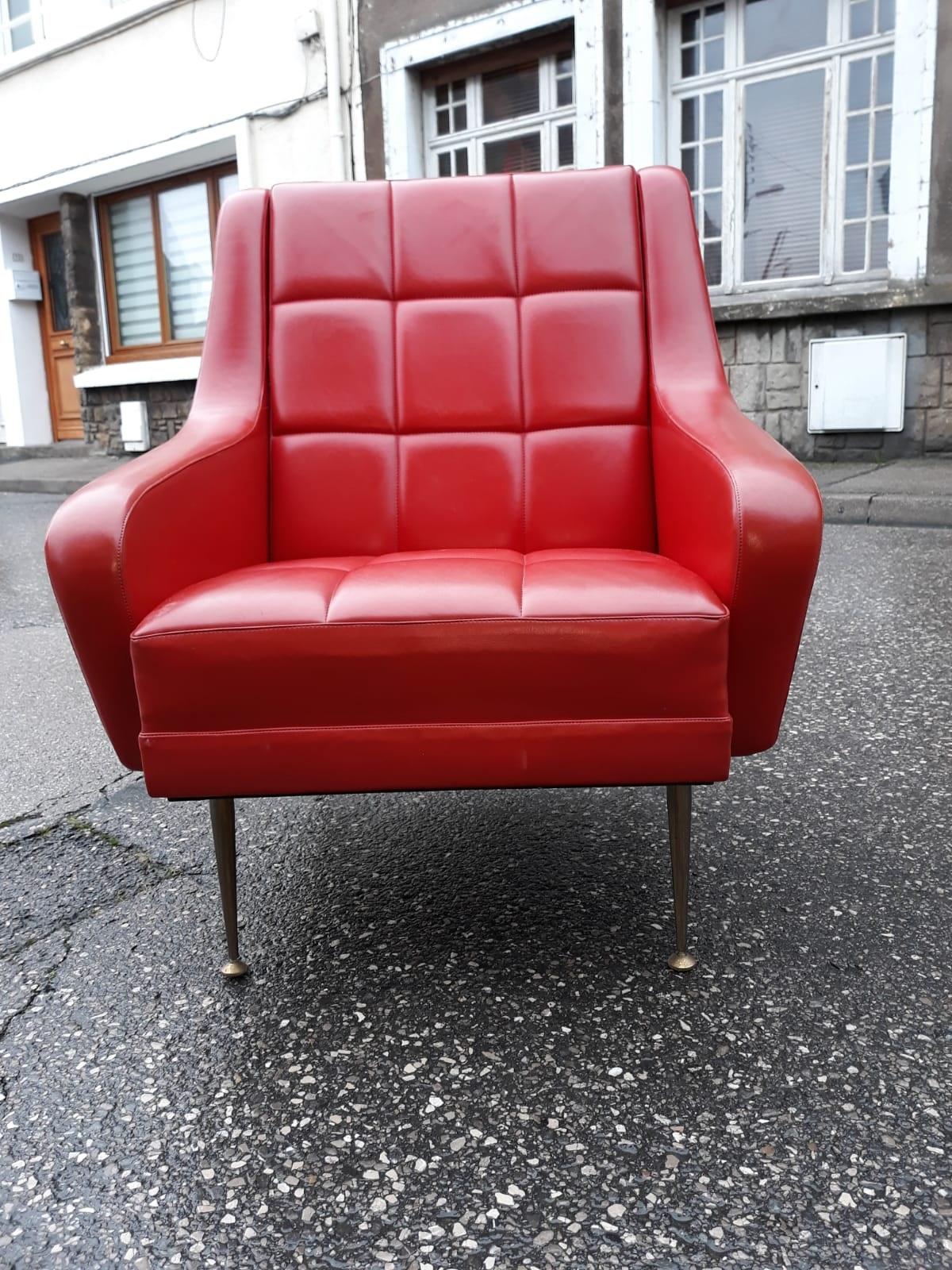 Erton, Pair of Vintage Armchairs, circa 1950, Fully Original In Good Condition For Sale In Saint-Ouen, FR